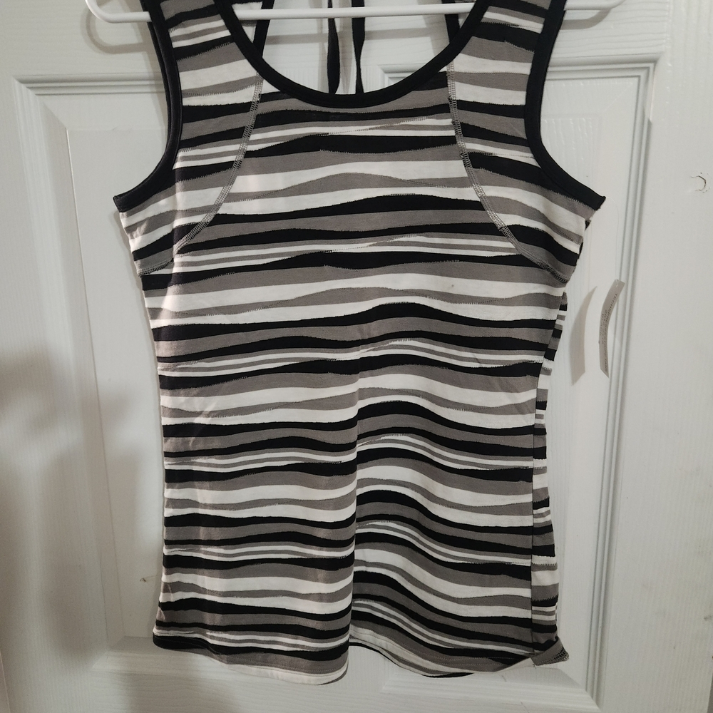 Exofficio Black and White Striped Tank Top